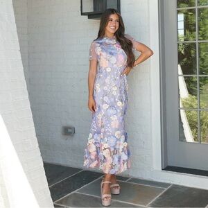 Beckett Elegant Floral Dress- Lavender